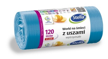 Worki na śmieci z uszami 120L 20szt niebieskie