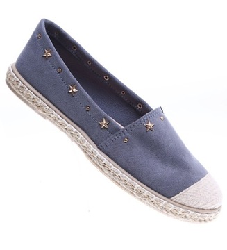 Buty damskie balerinki baleriny szare espadryle 15660