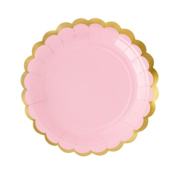 Talerzyki papierowe JASNORÓŻOWE 18 cm 6 szt na urodziny roczek baby shower