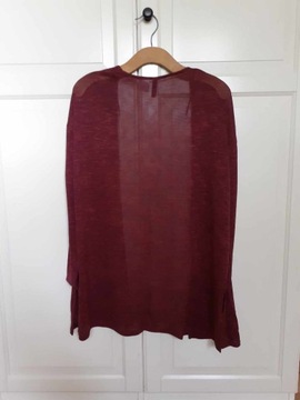 H&M luźna cienka narzutka burgundowa sweterek kardigan bordowy S 36