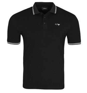 Armani Jeans _ Czarna Klasyczna Polówka Męska Black Men Polo _ S