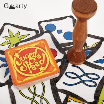 Jungle Board Game Party Cards Brown Wood Token