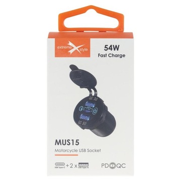 Мощное мотоциклетное зарядное гнездо USB-C (2XUSB) с кабелем USBC