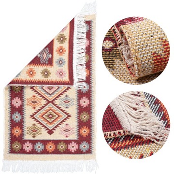 Dywanik Kilim tkany BOHO bordowy frędzle 50x80cm