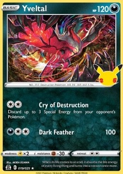 POKEMON Celebrations Yveltal CEL 019