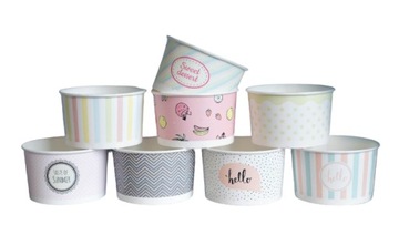 PAPIEROWE MISKI MISECZKI DO LODÓW 360ML PASTEL MIX