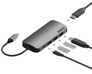 Концентратор Usb C Док-станция 5 в 1 100 Вт HDMI 4K 60 Гц 3xUSB DEKO Lite
