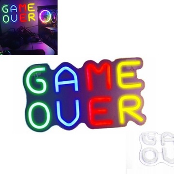 Neon LED napis Game OVER Napis ledowy USB Dekoracje do pokoju młodzieżowego