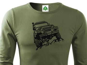 Longsleeve khaki nadruk Off Road Jeep Wrangler TJ