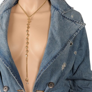 NASZYJNIK ŁAŃCUSZEK TYŁ/PRZÓD SWAROVSKI TRENDY BIŻUTERIA COLIBRA