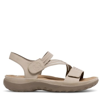 RIEKER ORYGINALNE BEŻOWE SANDAŁY DAMSKIE REGULOWANE GUMKĄ 42