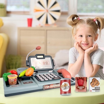 KASA FISKALNA SKLEPOWA INTERAKTYWNA ZAKUPY WAGA SKANER RUCHOMA TAŚMA KOSZYK