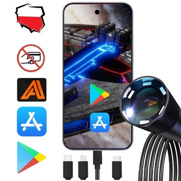 ИНСПЕКЦИОННАЯ КАМЕРА для IPHONE ANDROID 3в1 ЭНДОСКОПИЧЕСКАЯ 2М HD КАЧЕСТВА