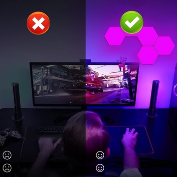 8 ШЕСТИГРАННЫХ СОТОВЫХ ЛАМП RGB ДИСТАНЦИОННОГО УПРАВЛЕНИЯ ПРИЛОЖЕНИЕМ USB