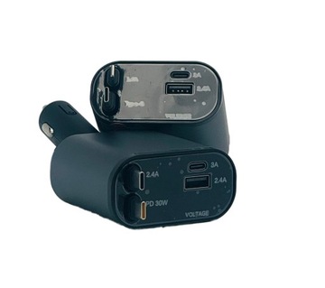 Быстрое автомобильное зарядное устройство | 100Вт 3А | USB-C | 4в1 | + ПОВОДОК