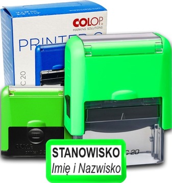 PIECZĄTKA COLOP C20 DO 4 LINII FIRMOWA IMIENNA BIUROWA PROJEKT + GUMKA