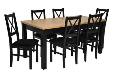 Industrialny zestaw 6 krzeseł i stół 160/200 LOFT