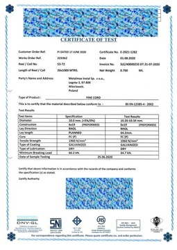 Lina Linka stalowa ocynkowana 10mm 6x19 hot 20m