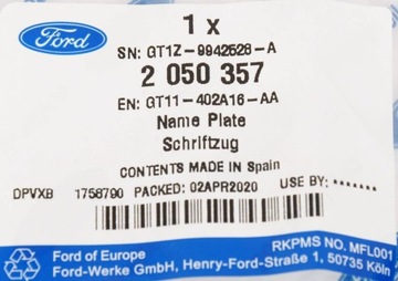 FORD TRANSIT TOURNEO CONNECT ZNAK KRYT ZADNÍ