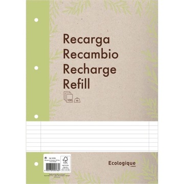 Wkład do segregatora A4 100 kartek 90g w linie ECOLOGIQUE