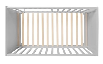 ДЕРЕВЯННАЯ ДЕТСКАЯ КРОВАТЬ, РЕГУЛИРУЕМАЯ ВЫСОТА, СЕРАЯ, РЕГУЛИРУЕМАЯ, 60 x 120 см