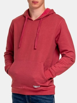 BLUZA MĘSKA Z KAPTUREM BAWEŁNA GŁADKA brudny róż M