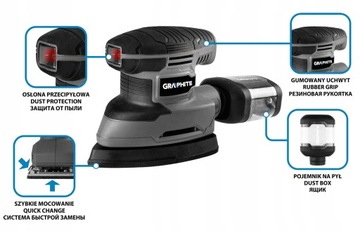 ГРАФИТОВАЯ ШЛИФОВАЛЬНАЯ МАШИНА DELTA 180W 3 FEET + НАШЛИЧНАЯ БУМАГА 59G336