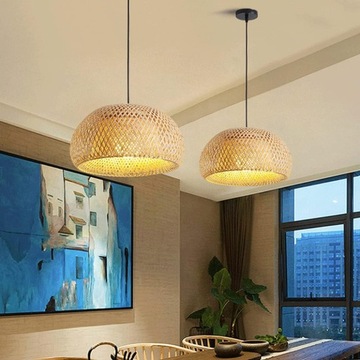 ПОДВЕСНОЙ СВЕТИЛЬНИК БАМБУКОВЫЙ E27 БОХО В УПАКОВКЕ 38см