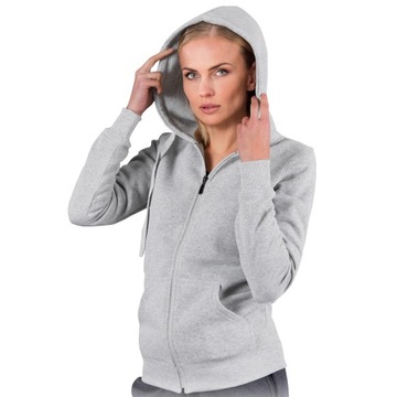 BLUZA DAMSKA ROZPINANA KAPTUR CIEPŁA JASNO SZARA