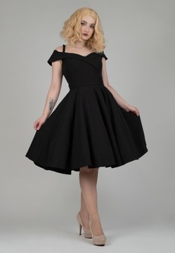 Mała czarna sukienka hiszpanka PRODUKT POLSKI rozkloszowana retro goth