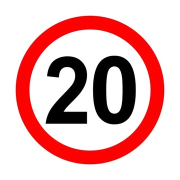 NAKLEJKA OGRANICZENIE PRĘDKOŚCI 20km ZNAK śr12 cm