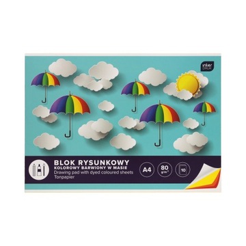 Blok rysunkowy A4 Interdruk 80 g kolorowy 10 kartek