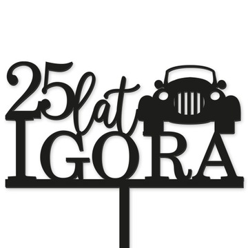TOPPER AUTO SAMOCHÓD KLASYK NAPIS NA TORT CZARNY