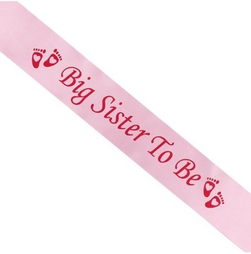 RÓŻOWA SZARFA BĘDĘ STARSZĄ SIOSTRĄ BABY SHOWER PĘPKOWE