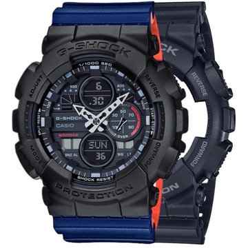 ZESTAW G-SHOCK GA-140-1A1ER CZARNY NIEBIESKI,POMARAŃCZOWY