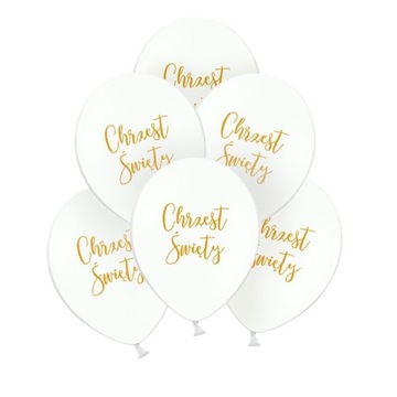BALONY na Chrzest dwustronne ZŁOTY NAPIS 30cm 6szt
