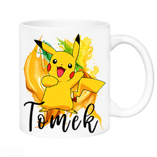 KUBEK PERSONALIZOWANY POKEMONY PIKACHU PREZENT NA URODZINY IMIĘ