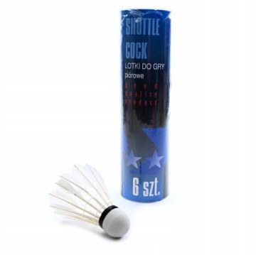 BIAŁE LOTKI PIÓROWE DO BADMINTONA ZESTAW 6SZT