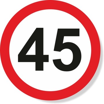 NAKLEJKA OGRANICZENIE PRĘDKOŚCI 45km ZNAK śr20 cm