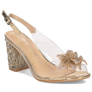 Sandały damskie na słupku S.Barski MR1037-18 Gold złote r.37
