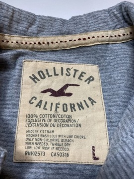 HOLLISTER oryginalne szare POLO w paski Abercrombie M/L