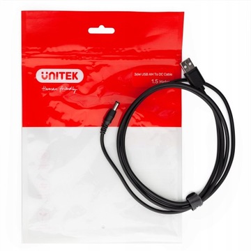 USB-кабель питания — вилка Unitek 5,5/2,5 мм постоянного тока, 9 В
