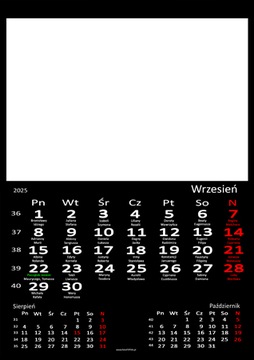 fotokalendarz biurkowy CZARNY - Twoje zdjęcia Oznaczone święto WIGILIA