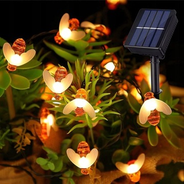 GIRLANDA SOLARNE PSZCZOŁA OGRODOWE LAMPA 100 LED