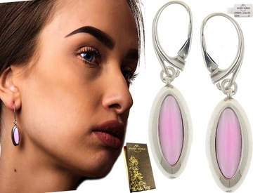 KOLCZYKI SREBRNE 925 WISZĄCE DAMSKIE JADEIT + ETUI SREBRO PRÓBY 925