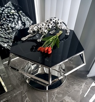 srebrny stolik kawowy glamour ława lustro diament ACŁ meble glamour HIT