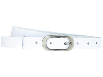 Przepiękny biały pasek 100% SKÓRZANY | r. 110cm