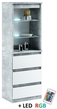 031-080 WITRYNA LED/3s + oświetlenie RGB - BETON / BIAŁY