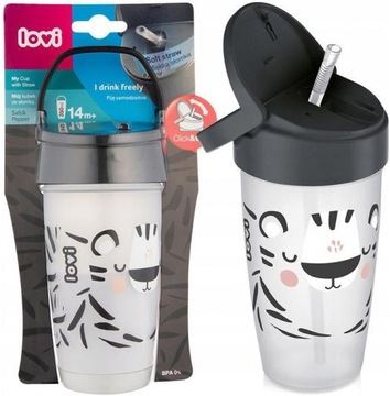LOVI Kubek ze Słomką ACTIVE Salt&Pepper 350ml