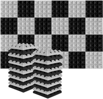 PANELE AKUSTYCZNE BIAŁO CZARNE 24SZT 25x25x5 GRUBE